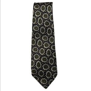 HUGO BOSS 100% silk vintage tie with green bursts & gold spots